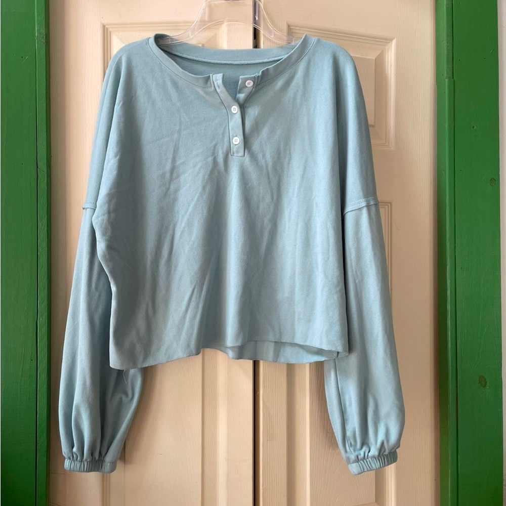 Light Blue Women's Henley Top